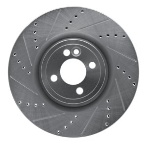 Mini Cooper Brake Rotor (1) - Front Left - R1 Concepts - Drilled & Slotted - Silver - 2013